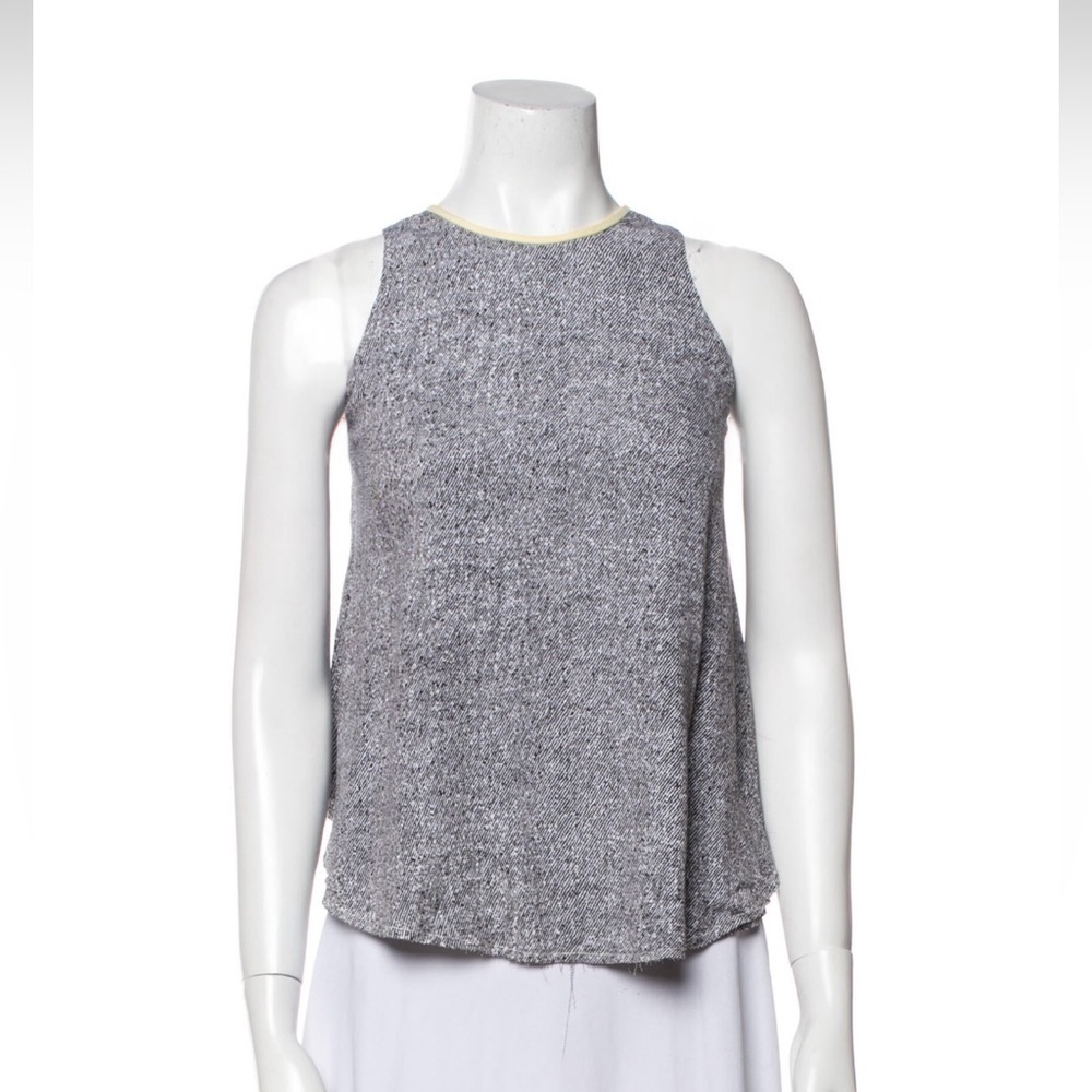 T by Alexander Wang White Black Pattern Viscose Top Lambskin Collar EUC Size 4